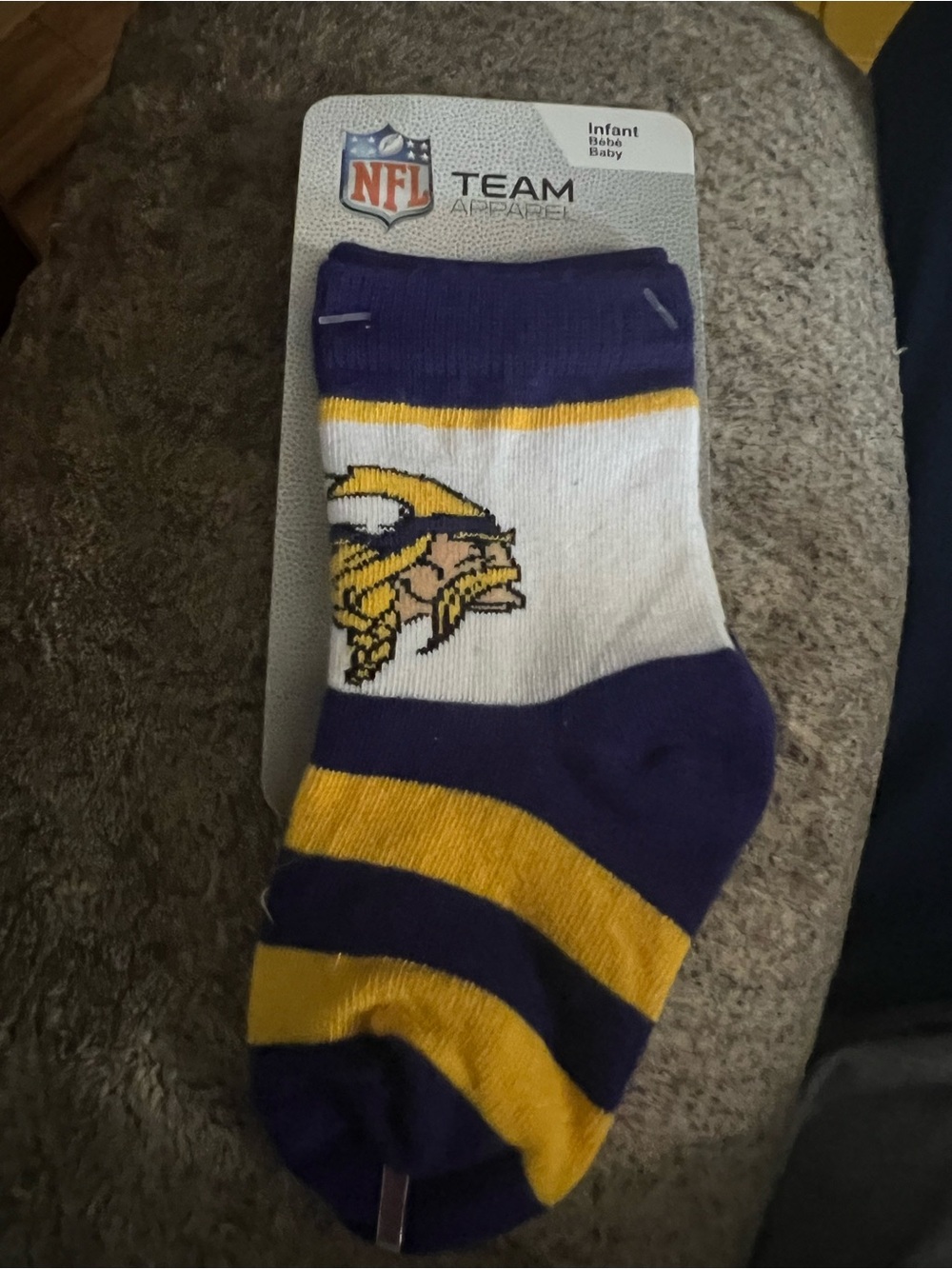NFL Purple, Gold & White Vikings Infant Crew Socks